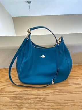 Coach Teal Shoulder Hobo Bag with Gold Hardware